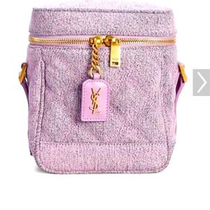 Saint Laurent 80s vanity quilted denim shoulder bag.